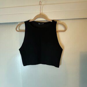 Zara Black Cropped Ribbed Top *Excellent Condition*